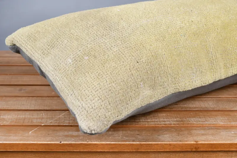 Kilim Pillow, Vintage Cushion, Outdoor Bolster Cushion Cover, 12x24 Yellow Pillow Case, Vintage Pillow, Throw Kilim Pillow, Pillow Sham - 4