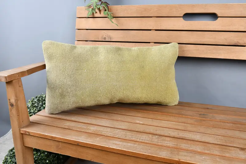 Kilim Pillow, Vintage Cushion, Outdoor Bolster Cushion Cover, 12x24 Yellow Pillow Case, Vintage Pillow, Throw Kilim Pillow, Pillow Sham - 1