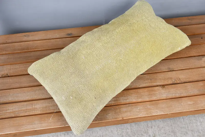 Kilim Pillow, Vintage Cushion, Outdoor Bolster Cushion Cover, 12x24 Yellow Pillow Case, Vintage Pillow, Throw Kilim Pillow, Pillow Sham - 2
