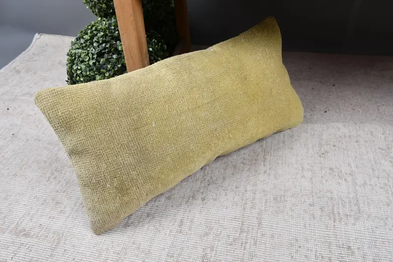 Kilim Pillow, Vintage Cushion, Outdoor Bolster Cushion Cover, 12x24 Yellow Pillow Case, Vintage Pillow, Throw Kilim Pillow, Pillow Sham - 7