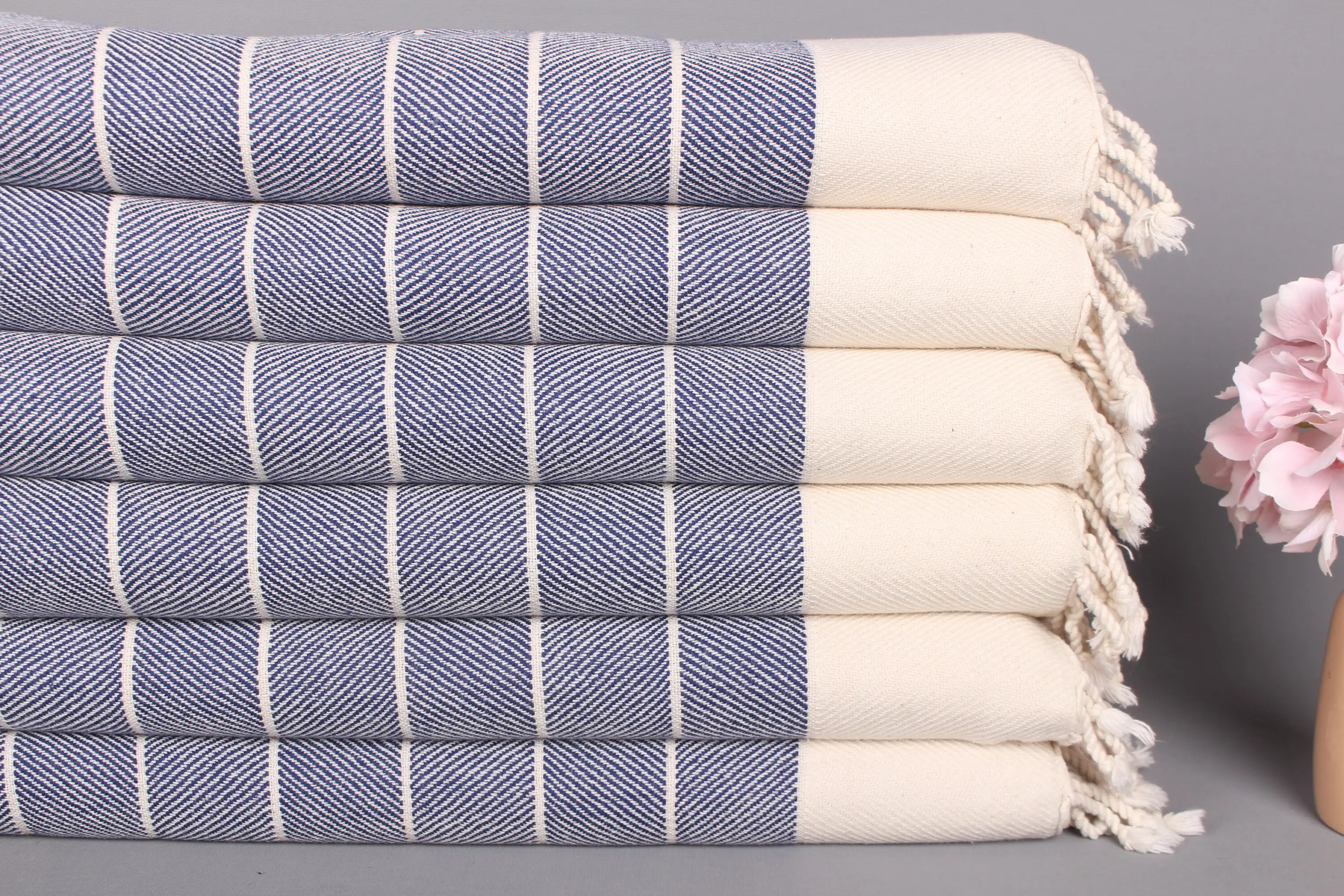 Personalized Dish Towel Navy Cotton Striped, 16x36 Inches - 1