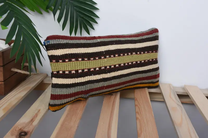 Pillow Cover, Designer Throw Pillow Case, 8x16 Green Pillow Case, Home Decor Pillow, Kilim Cushion Sham, Interior Designer Pillow - 4