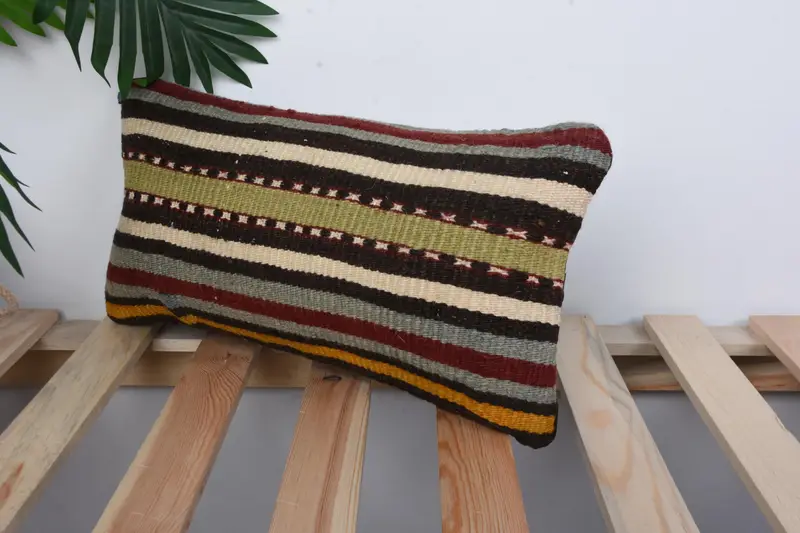Pillow Cover, Designer Throw Pillow Case, 8x16 Green Pillow Case, Home Decor Pillow, Kilim Cushion Sham, Interior Designer Pillow - 5