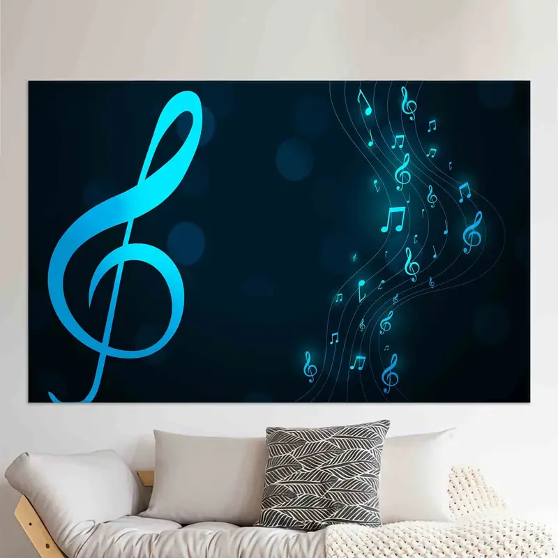 Modern Blue Musical Note Canvas for Elegant Girl Bedroom