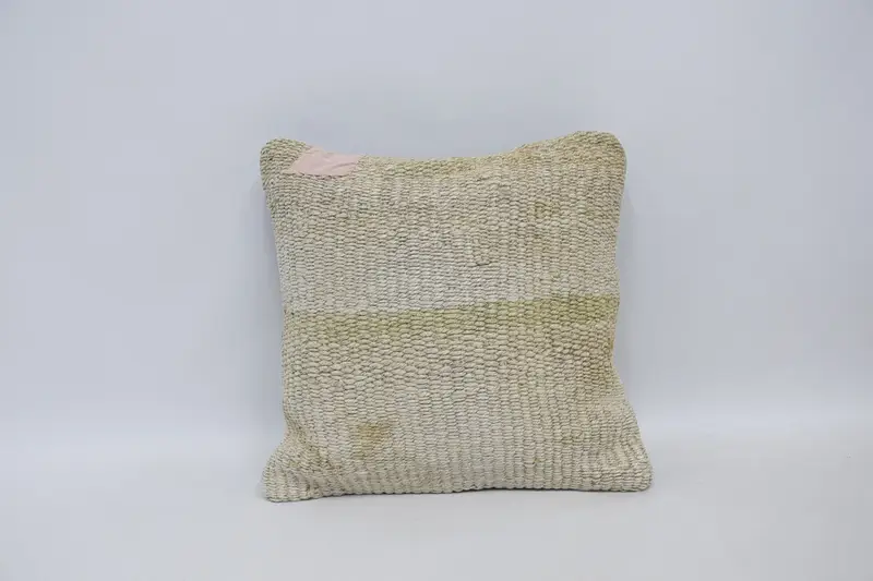 White Turkish Antique Euro Sham, Wool Bed Cushion - 1