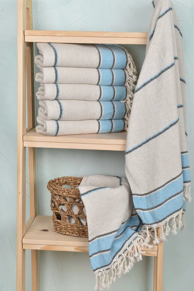 Monogram Beach Towel, Hammam towel, Custom Bath Towel, Oversized Beach Towel, Bachelorette Party Gift, Bride Gift, 70x36 Linen Striped Towel - 3