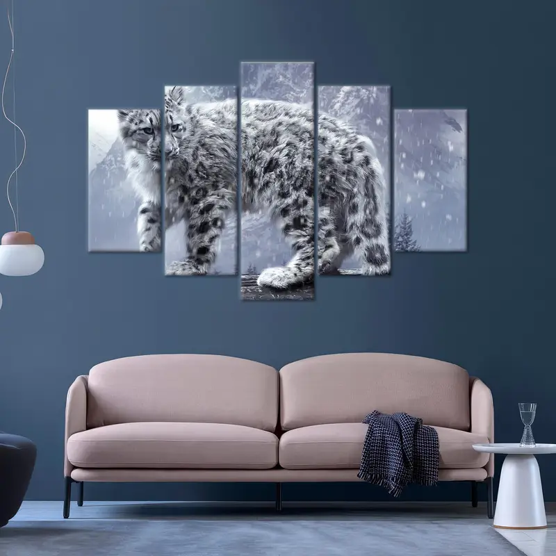 Leopard Canvas Art, Winter Wall Decor, Wild Animal Artwork, Snow Canvas Art, Man Cave, Home Decor, leopard Lover Gift, Wall Art Decor - 7