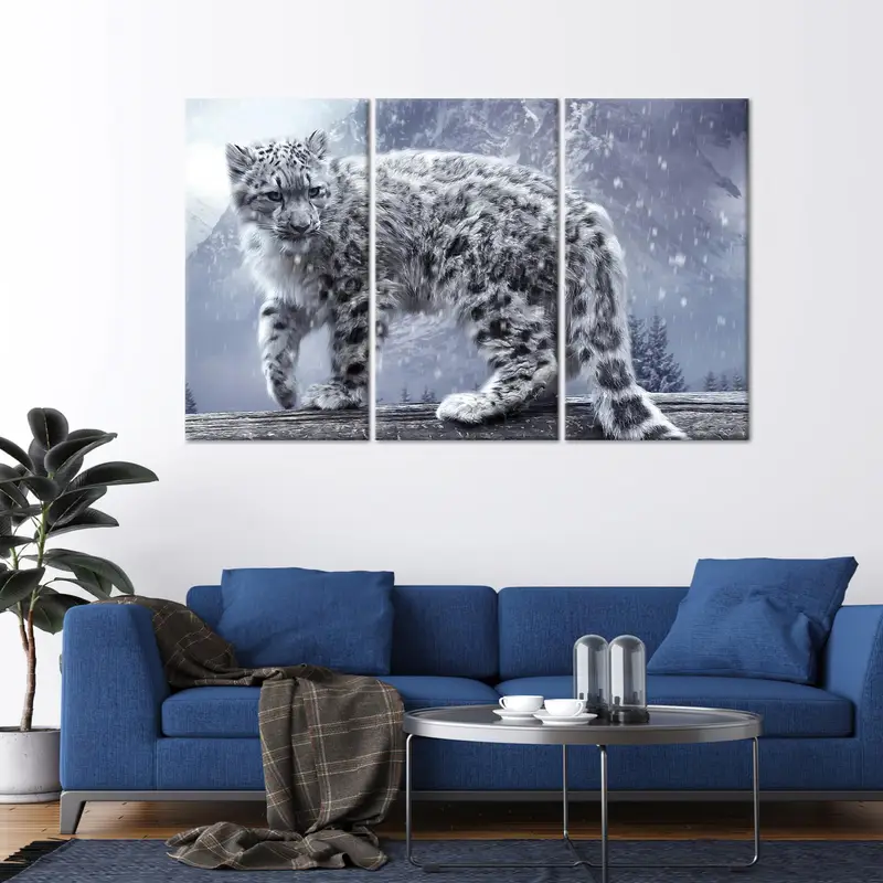 Leopard Canvas Art, Winter Wall Decor, Wild Animal Artwork, Snow Canvas Art, Man Cave, Home Decor, leopard Lover Gift, Wall Art Decor - 2