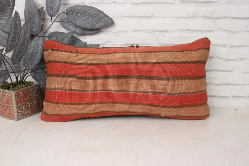 Nautical Throw Cushion Cover, Home Decor Pillow, Cushion Case, Handmade Kilim Cushion, Pillow for Sofa, 12x24 Red Cushion Case - 1