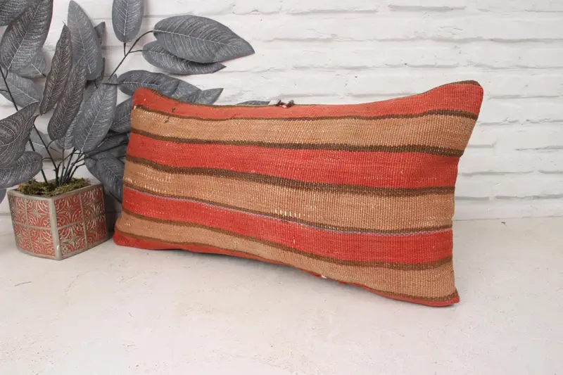 Nautical Throw Cushion Cover, Home Decor Pillow, Cushion Case, Handmade Kilim Cushion, Pillow for Sofa, 12x24 Red Cushion Case - 4