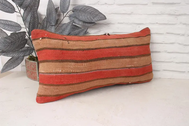 Nautical Throw Cushion Cover, Home Decor Pillow, Cushion Case, Handmade Kilim Cushion, Pillow for Sofa, 12x24 Red Cushion Case - 3