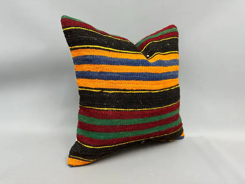 Pillow for Couch, Kilim Cushion Sham, Handwoven Pillow Case, 20x20 Green Cushion, Boho Pillow Sham Cover, Cushion Cover, Ethnic Cushion - 2