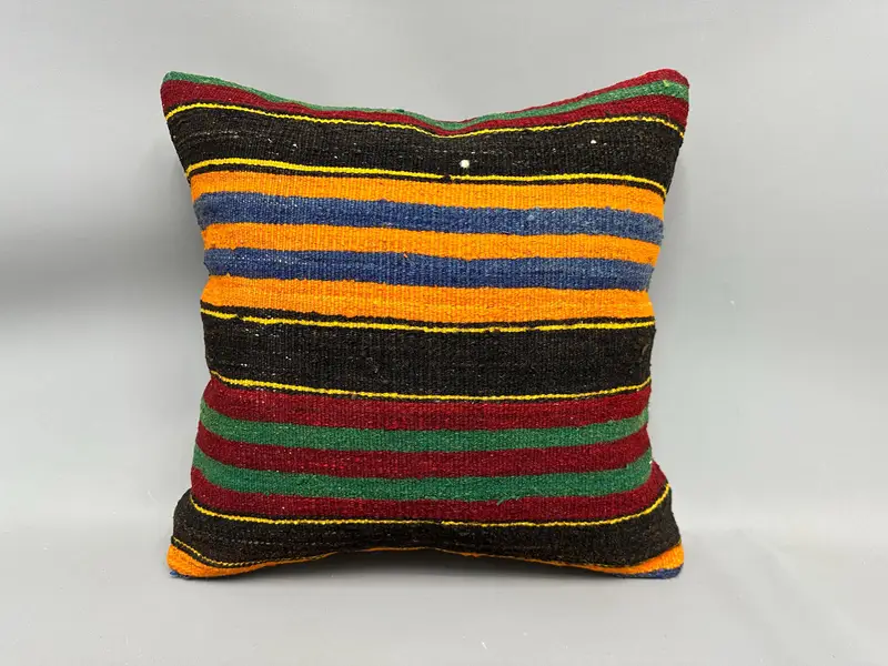 Pillow for Couch, Kilim Cushion Sham, Handwoven Pillow Case, 20x20 Green Cushion, Boho Pillow Sham Cover, Cushion Cover, Ethnic Cushion - 4