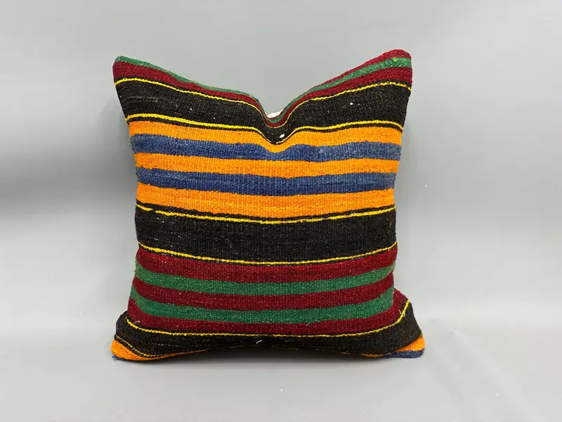 Pillow for Couch, Kilim Cushion Sham, Handwoven Pillow Case, 20x20 Green Cushion, Boho Pillow Sham Cover, Cushion Cover, Ethnic Cushion - 1