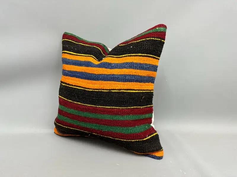 Pillow for Couch, Kilim Cushion Sham, Handwoven Pillow Case, 20x20 Green Cushion, Boho Pillow Sham Cover, Cushion Cover, Ethnic Cushion - 3