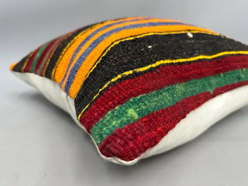 Pillow for Couch, Kilim Cushion Sham, Handwoven Pillow Case, 20x20 Green Cushion, Boho Pillow Sham Cover, Cushion Cover, Ethnic Cushion - 6