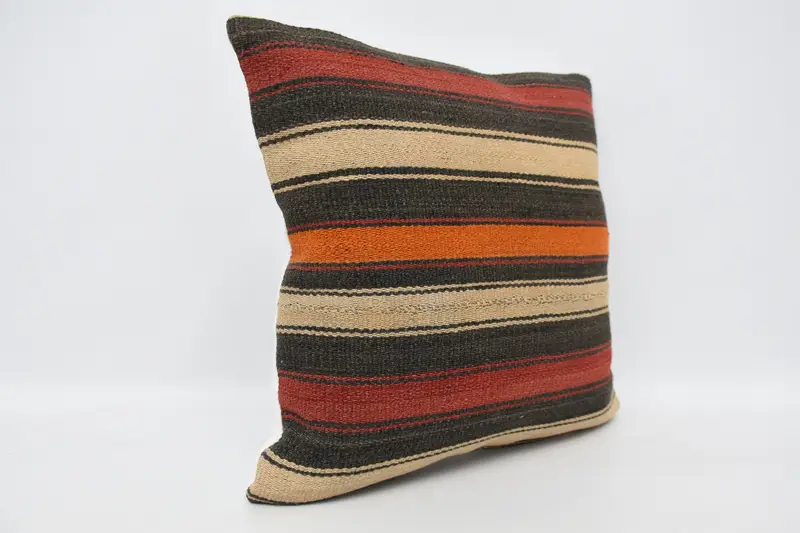 Ethnical Kilim Rug Pillow, Cushion Cover, Retro Pillow Cover, Yoga Pillow, Turkish Kilim Pillow, 20x20 Brown Cushion, Seat Cushion, Pillow for Couch - 3