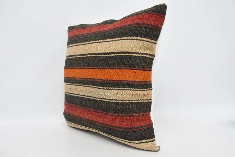 Ethnical Kilim Rug Pillow, Cushion Cover, Retro Pillow Cover, Yoga Pillow, Turkish Kilim Pillow, 20x20 Brown Cushion, Seat Cushion, Pillow for Couch - 4