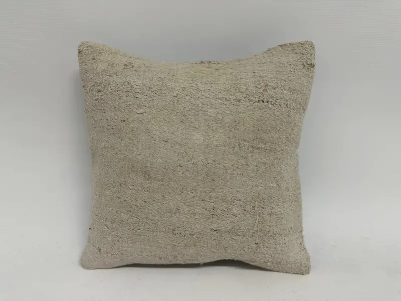 Kilim Yastık Sham, 12x12 Bej Yastık Kapağı, Meditasyon Yastığı Kapağı, Türk Tezgah Yastığı, Ev Dekor Yastığı, Yastık, Türk Kilim Yastığı - 1