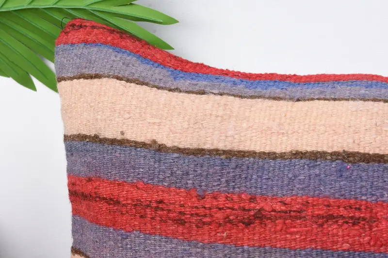 Kilim Pillow Cover, Farmhouse Cushion, Pillow Cover, Interior Designer Pillow, Boho Throw Pillow Sham, Home Decor Pillow, 12x24 Blue Pillow Case - 2