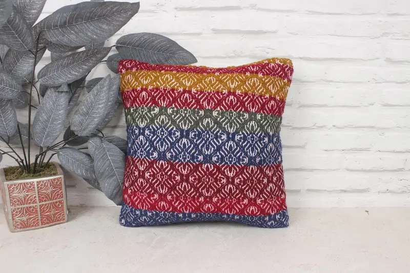 14x14 Red Pillow Case, Ethnic Pillow Sham, Oriental Pillow Case, Vintage Pillow, Pillow for Sofa, Home Decor Pillow, Pillow Sham - 1
