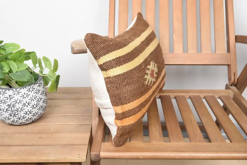 Muted Cushion, Indoor Cushion Case, Ottoman Cushion Case, Kilim Pillow, Gift Pillow, Cushion, 12x20 Brown Cushion Cover, Turkish Pillow - 2