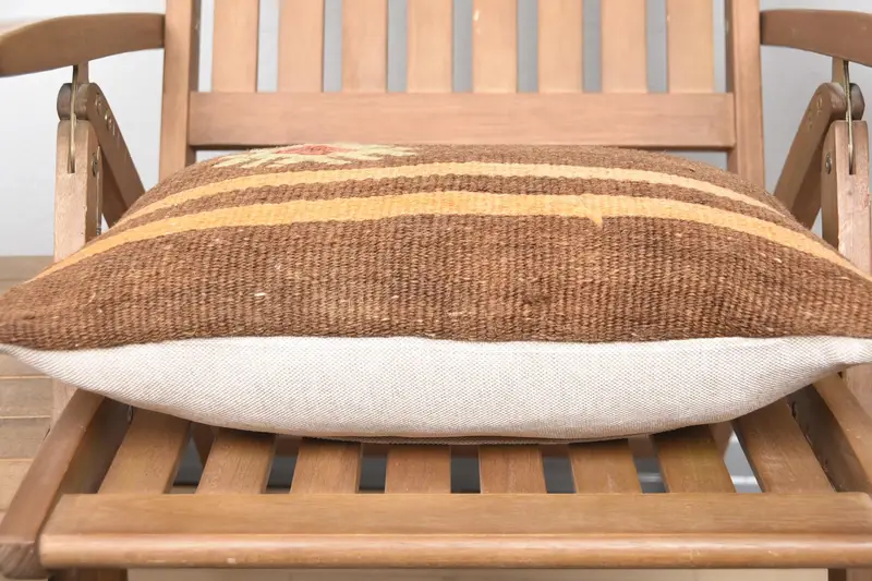 Muted Cushion, Indoor Cushion Case, Ottoman Cushion Case, Kilim Pillow, Gift Pillow, Cushion, 12x20 Brown Cushion Cover, Turkish Pillow - 5