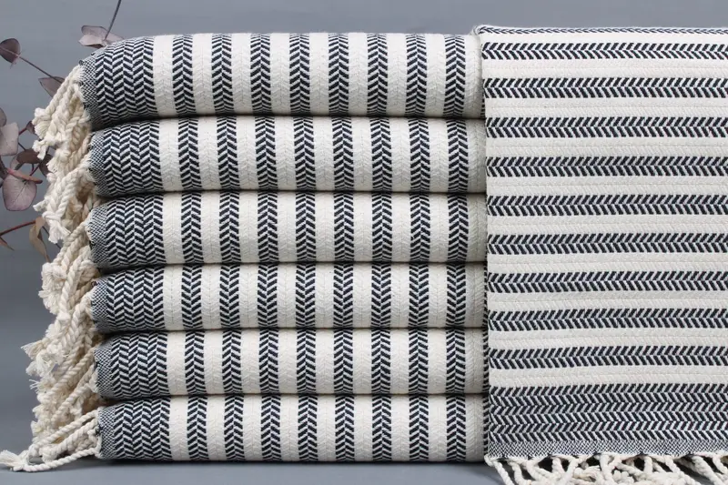 Personalized Navy Chevron Napkin, Face Towel, 18x40 Inches, Organic Turkish Cotton