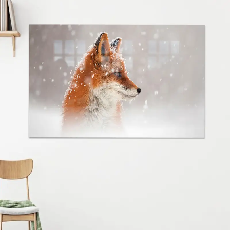 Trendy Sevimli Tilki Baskılı Cam: Zarif Kış Peyzaj Tasarımı
