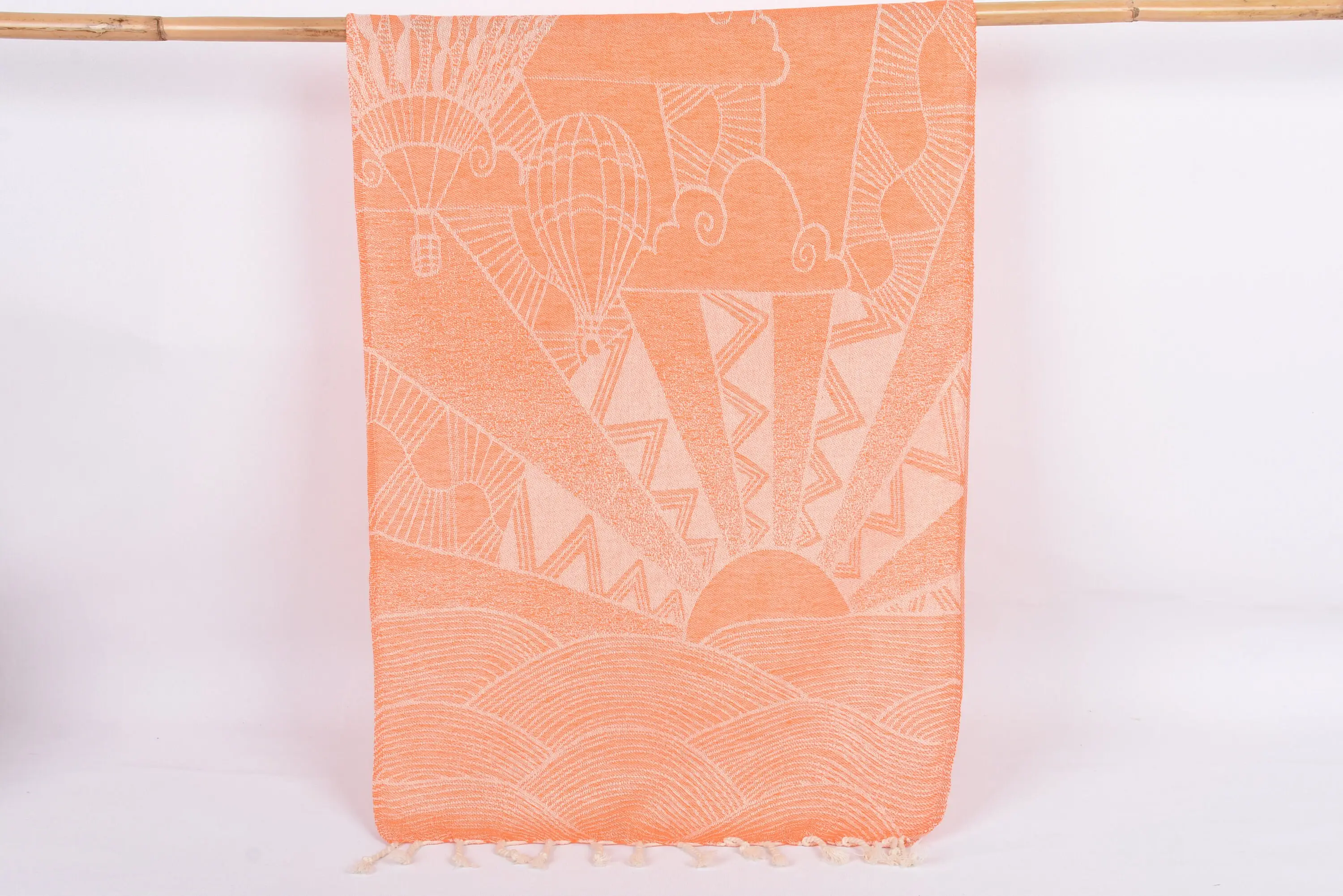 Personalized Dish Towel Orange Cappadocia Design, Cotton, 36x18 Inches - 1