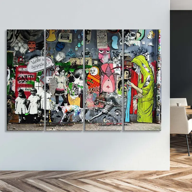 Banksy Street Tuval Sanatı, Banksy tarzı grafiti tuval çerçeveli duvar sanatı, ev dekorasyonu banksy, banksy tuval, grafiti sanatı, kentsel stil tuval - 8
