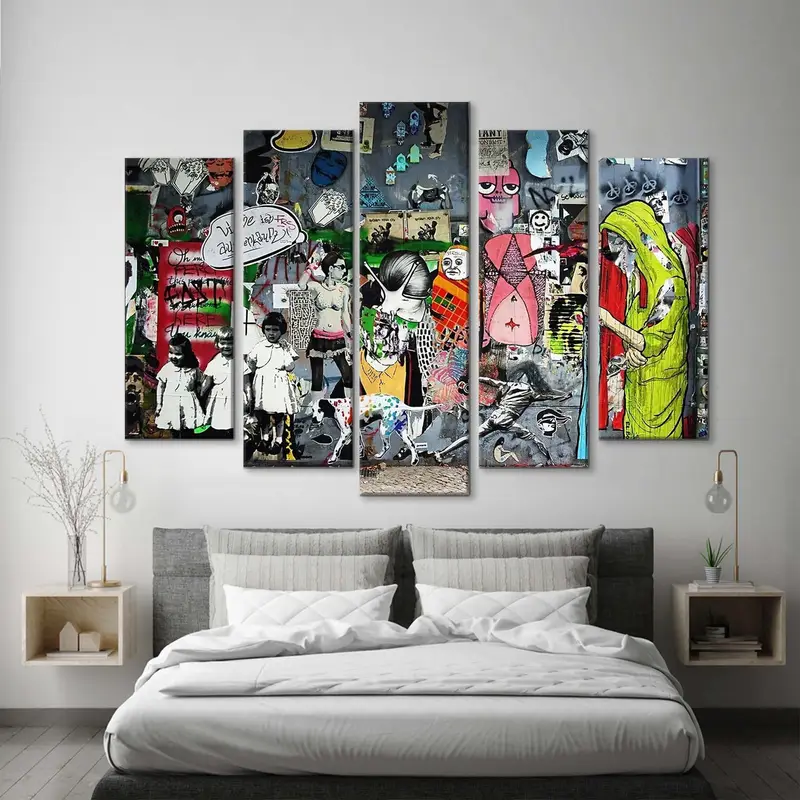 Banksy Street Tuval Sanatı, Banksy tarzı grafiti tuval çerçeveli duvar sanatı, ev dekorasyonu banksy, banksy tuval, grafiti sanatı, kentsel stil tuval - 9