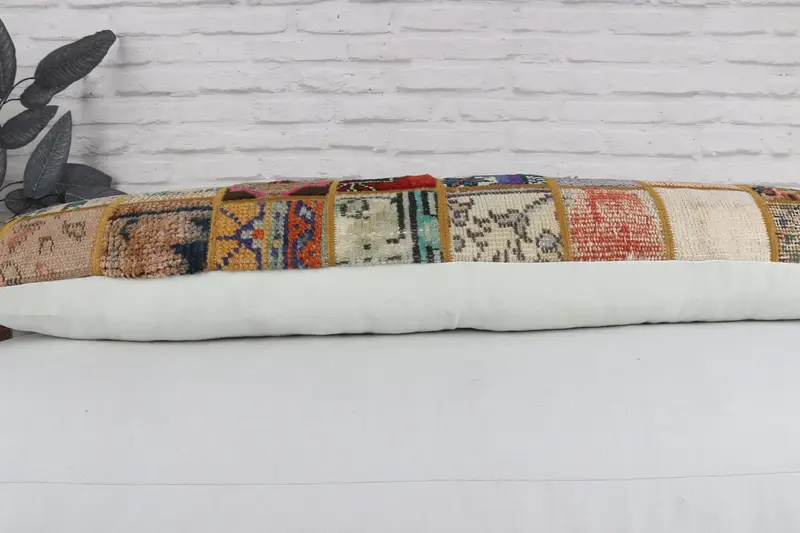 Natural Pillow Sham, Pillow, Kilim Pillow, 12x48 Red Pillow Cover, Boho Pillow, Turkish Kilim Pillow, Wool Kilim Pillow Pillow Case - 6
