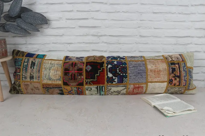 Natural Pillow Sham, Pillow, Kilim Pillow, 12x48 Red Pillow Cover, Boho Pillow, Turkish Kilim Pillow, Wool Kilim Pillow Pillow Case - 1