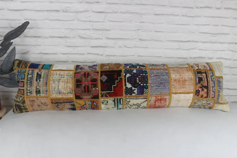 Natural Pillow Sham, Pillow, Kilim Pillow, 12x48 Red Pillow Cover, Boho Pillow, Turkish Kilim Pillow, Wool Kilim Pillow Pillow Case - 2