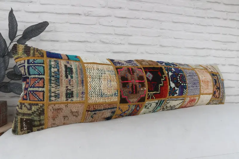 Natural Pillow Sham, Pillow, Kilim Pillow, 12x48 Red Pillow Cover, Boho Pillow, Turkish Kilim Pillow, Wool Kilim Pillow Pillow Case - 3