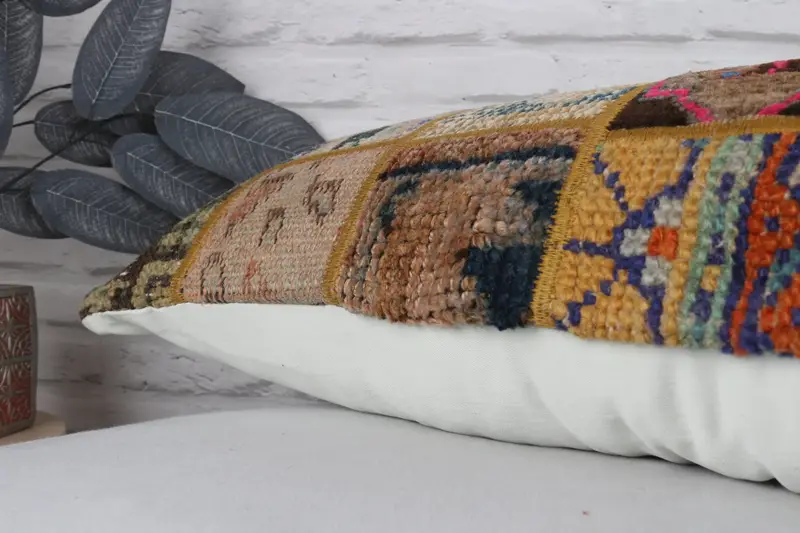 Natural Pillow Sham, Pillow, Kilim Pillow, 12x48 Red Pillow Cover, Boho Pillow, Turkish Kilim Pillow, Wool Kilim Pillow Pillow Case - 8