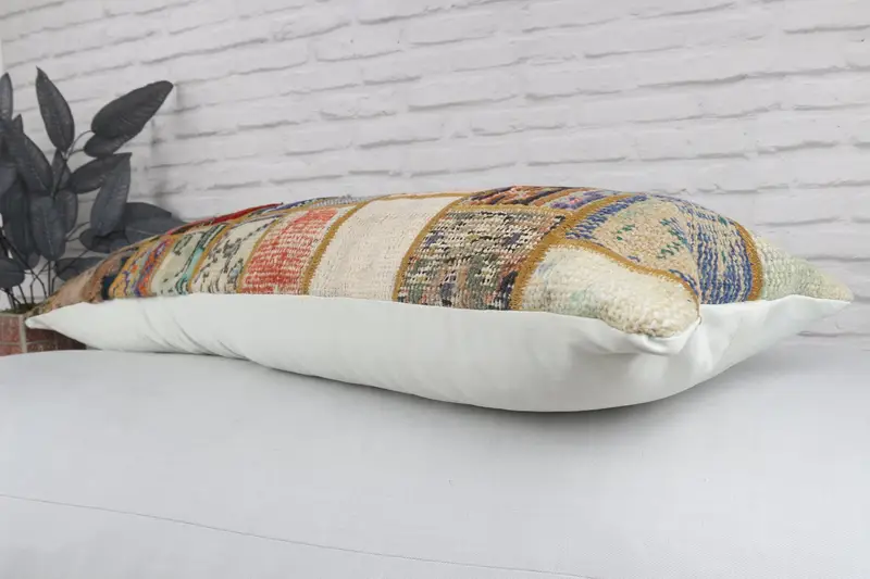 Natural Pillow Sham, Pillow, Kilim Pillow, 12x48 Red Pillow Cover, Boho Pillow, Turkish Kilim Pillow, Wool Kilim Pillow Pillow Case - 7