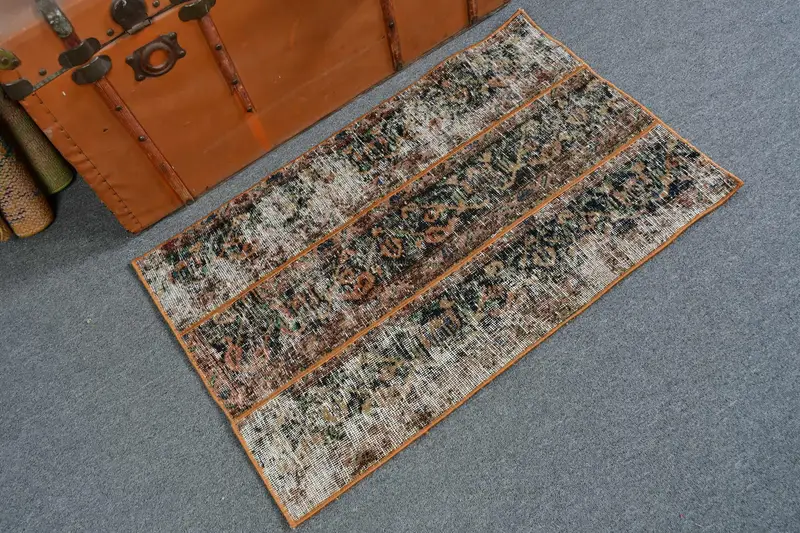 2.1x3.2 ft Rug, Small Vintage Rug, Brown Oushak Oriental Rug - 1
