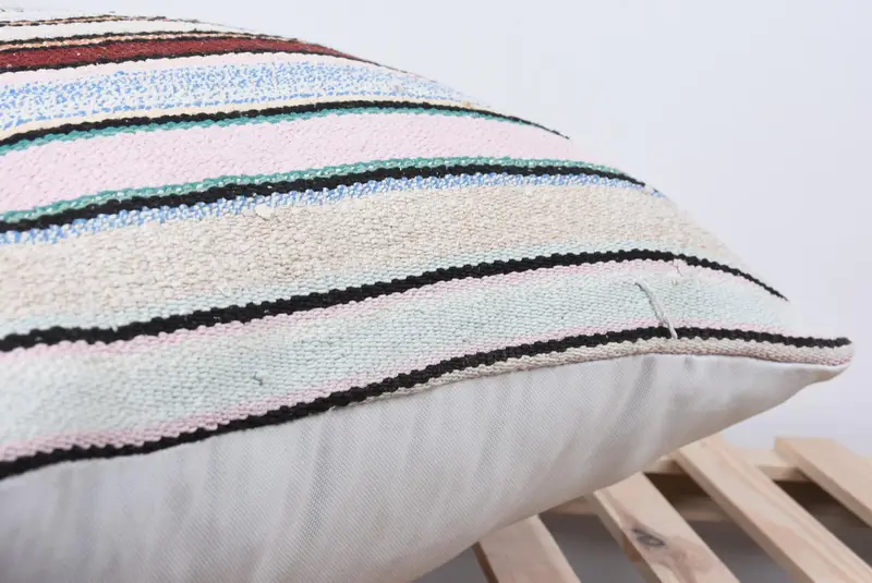 Turkish Kilim Pillow, Ethnical Kilim Rug Pillow, 24x24 White Pillow Sham, Pillow Case, Luxury Pillow Cover, Turkish Pillow, Garden Cushion Cover - 7