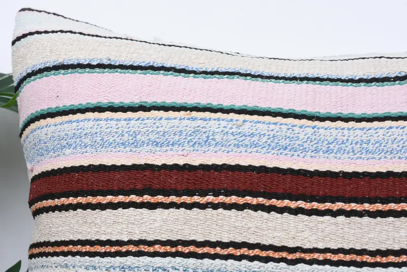Turkish Kilim Pillow, Ethnical Kilim Rug Pillow, 24x24 White Pillow Sham, Pillow Case, Luxury Pillow Cover, Turkish Pillow, Garden Cushion Cover - 2