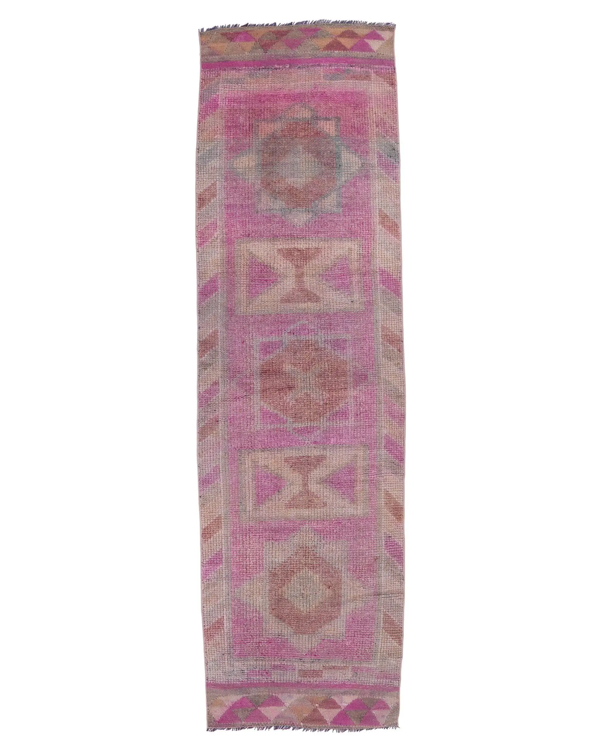 2.7x9.7 ft Vintage Turkish Rug, Runner Rug, Herki Pink Wool Rug - 1