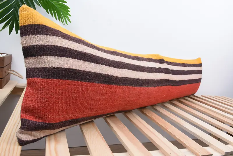 Vintage Pillow, Antique Pillows, Aesthetic Cushion, Cushion Cover, Kilim Pillow Cover, Meditation Pillow Sham, 12x48 Purple Pillow Case - 4