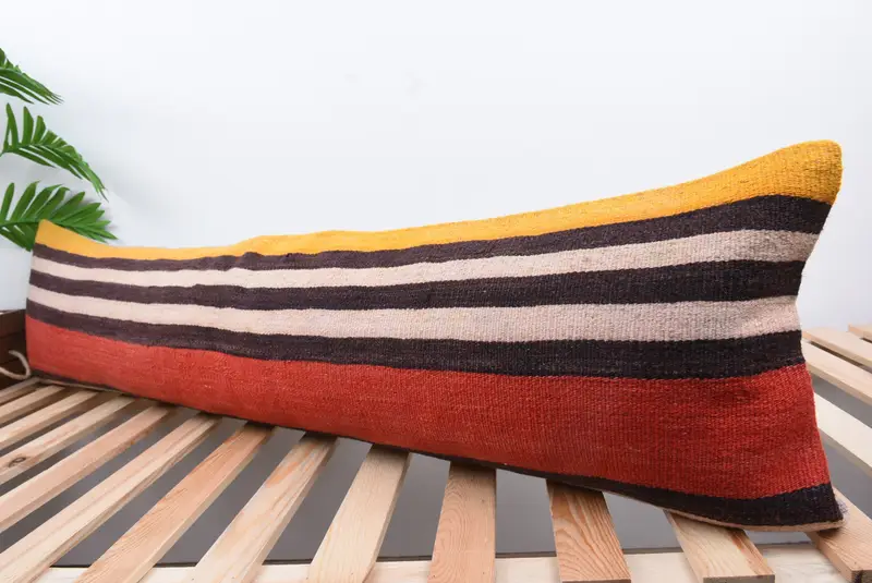 Vintage Pillow, Antique Pillows, Aesthetic Cushion, Cushion Cover, Kilim Pillow Cover, Meditation Pillow Sham, 12x48 Purple Pillow Case - 5