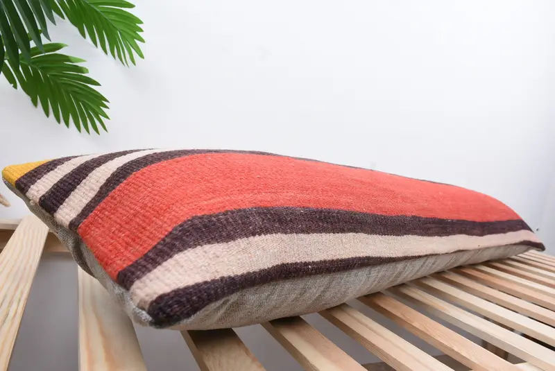Vintage Pillow, Antique Pillows, Aesthetic Cushion, Cushion Cover, Kilim Pillow Cover, Meditation Pillow Sham, 12x48 Purple Pillow Case - 6