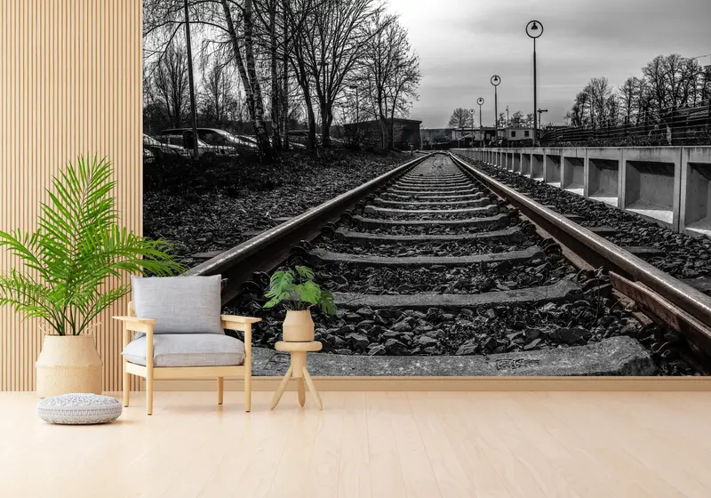 Nostaljik Demiryolu Duvar Kağıdı: Ev Dekorasyonu için Baskılı Demiryolu Manzarası