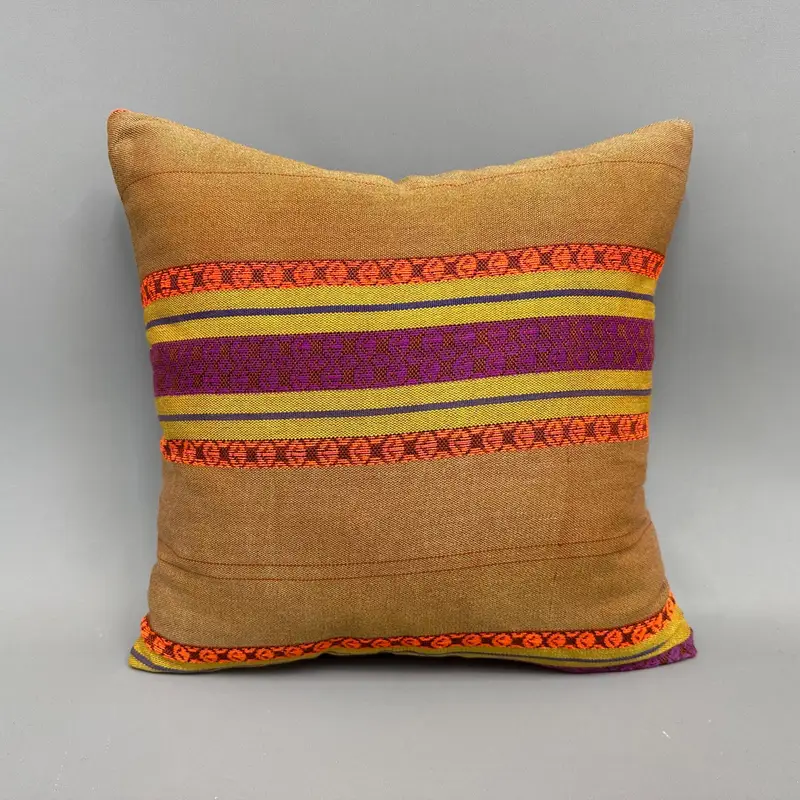 Kilim Cushion Sham, Crochet Pattern Pillow, Vintage Kilim Pillow, Living Room Throw Pillow, 18x18 Beige Cushion, Handmade Kilim Cushion, Cushion - 4