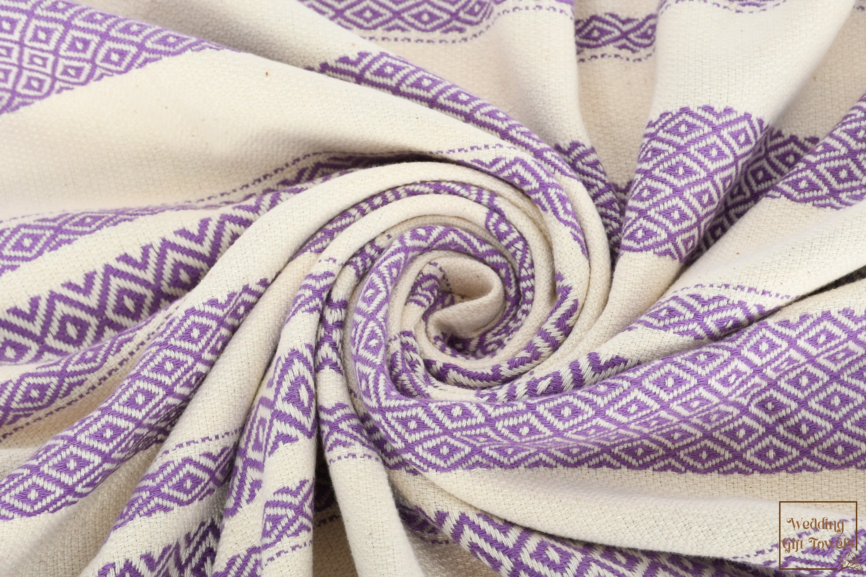 Diamond Turkish Cotton Towel Beige, Classic Wedding Gift, 36x70 Inches - 1