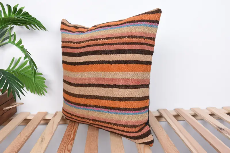 20x20 Beige Cushion, Vintage Kilim Throw Pillow, Vintage Kilim Pillow, Ottoman Pillow, Turkish Pillow, Art Deco Pillow Sham, Cushion Cover - 5