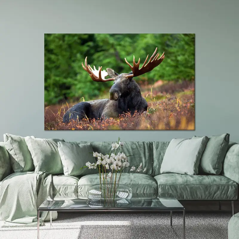 エレガントなヘラジカの森のキャンバス: ご自宅用の野生動物アート